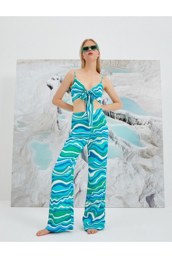 Koton Koton Şahika Ercümen X - Patterned Wide Leg Pants