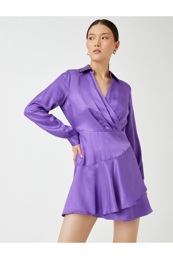 Koton Koton Satin Wrap Mini Dress