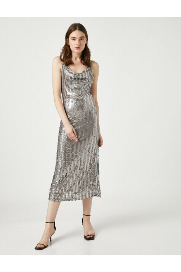 Koton Koton Sequined Dress Evening Dress Midi Sleeveless