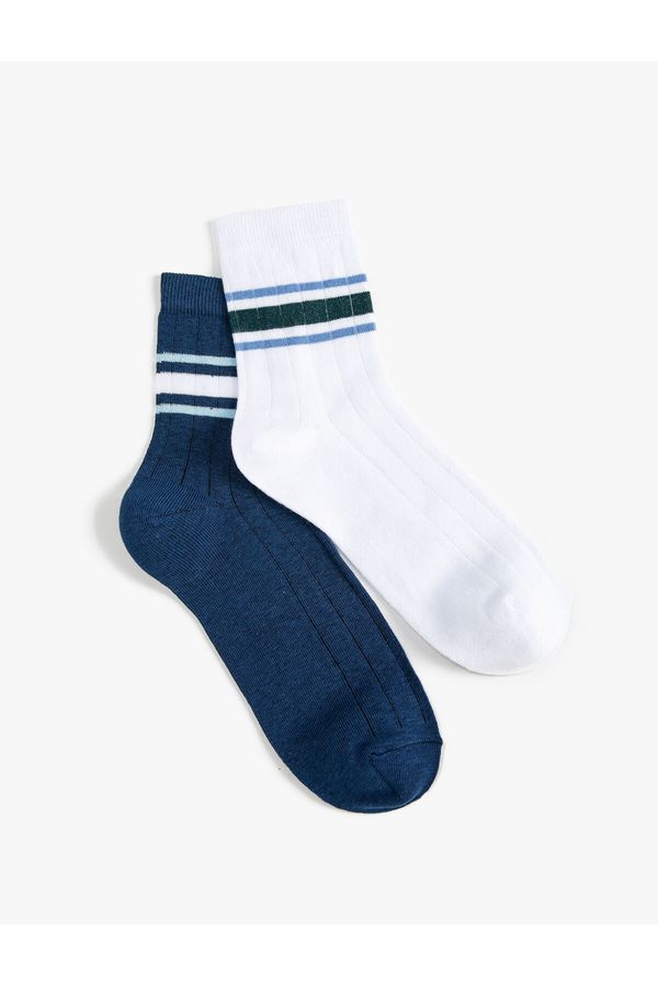 Koton Koton Set of 2 Crepe Socks with Stripe Detail