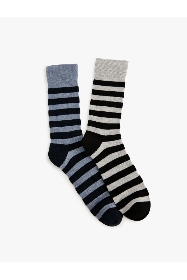 Koton Koton Set of 2 Multicolored Striped Socks