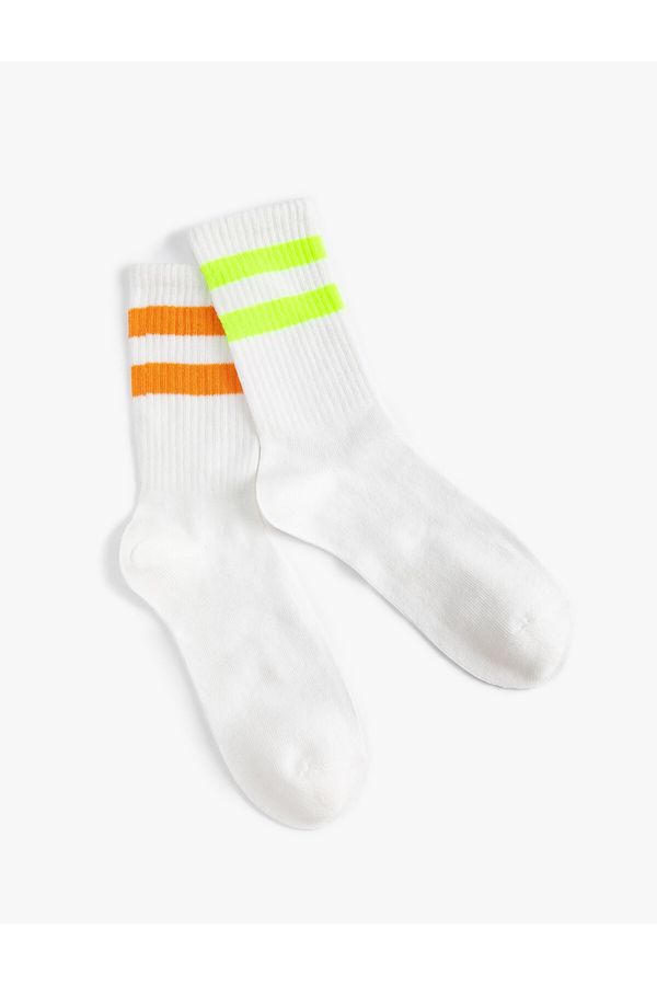 Koton Koton Set of 2 Tennis Socks Striped Patterned
