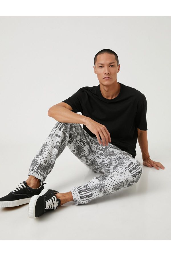 Koton Koton Shawl Patterned Sweatpants Tie Waist Pocket Detailed