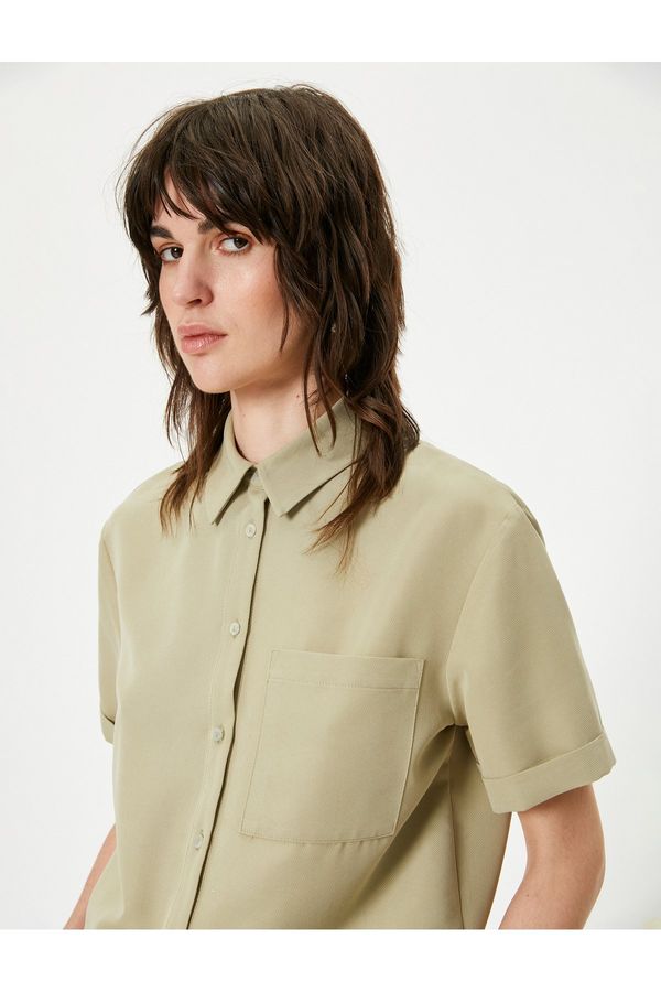 Koton Koton Shirt Pocket Short Sleeve Modal Blended