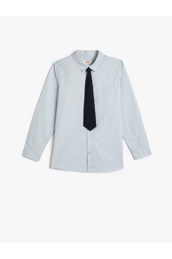 Koton Koton Shirt Tie Detailed Long Sleeve Cotton Classic Collar