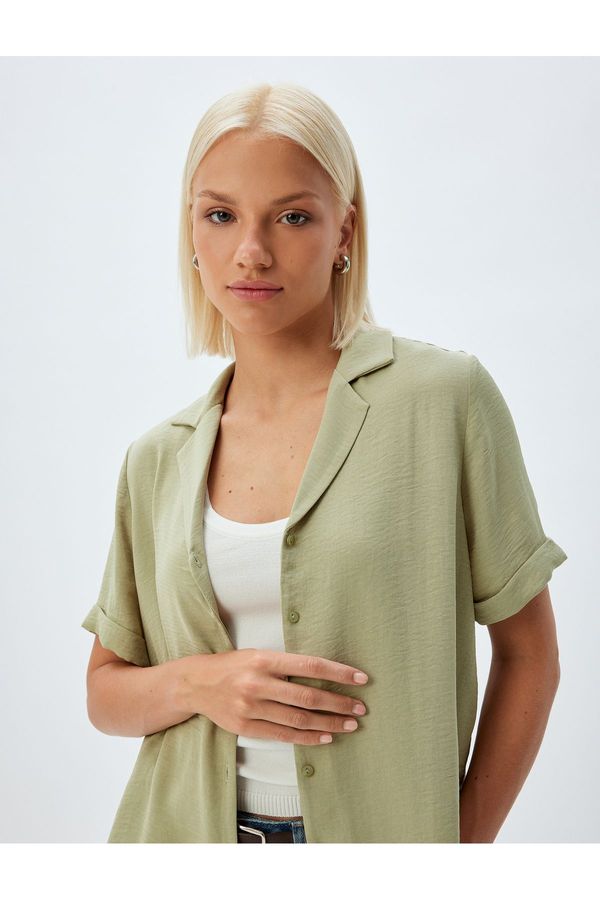 Koton Koton Short Sleeve Blouse Jacket Collar Buttoned Textured