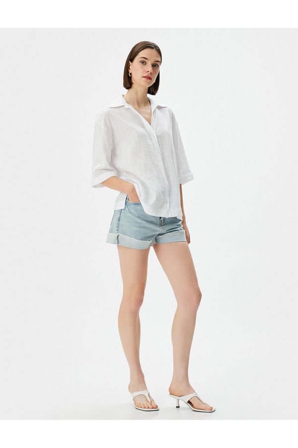 Koton Koton Short Sleeve Shirt Buttoned Basic Regular Fit