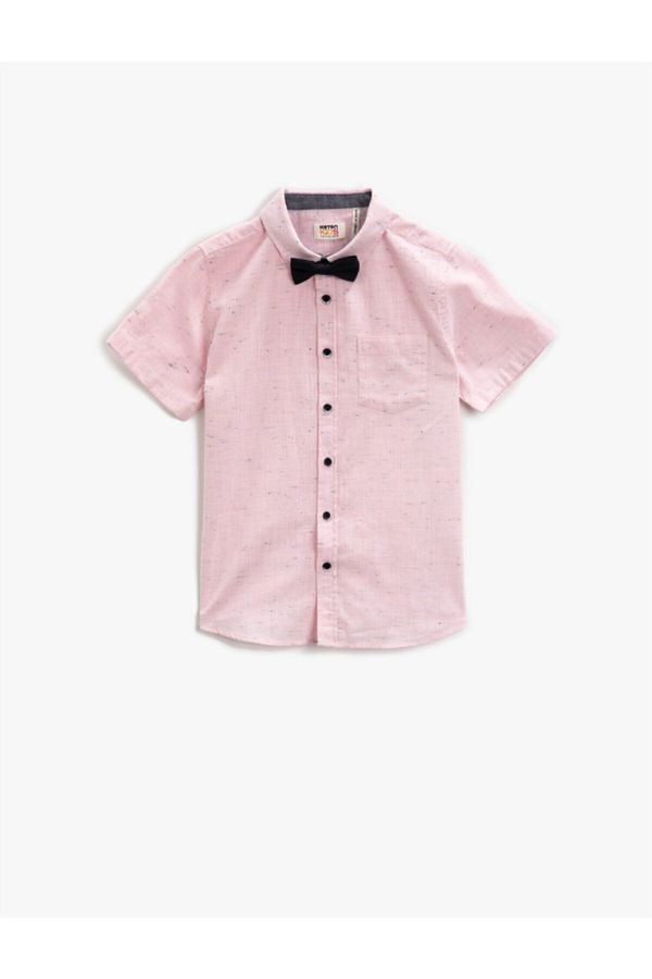 Koton Koton Short Sleeve Shirt Classic Collar Cotton Bow Tie