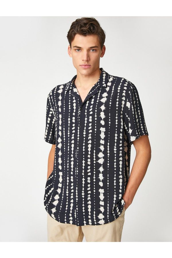 Koton Koton Short Sleeve Shirt Turndown Collar Ethnic Detailed Buttoned