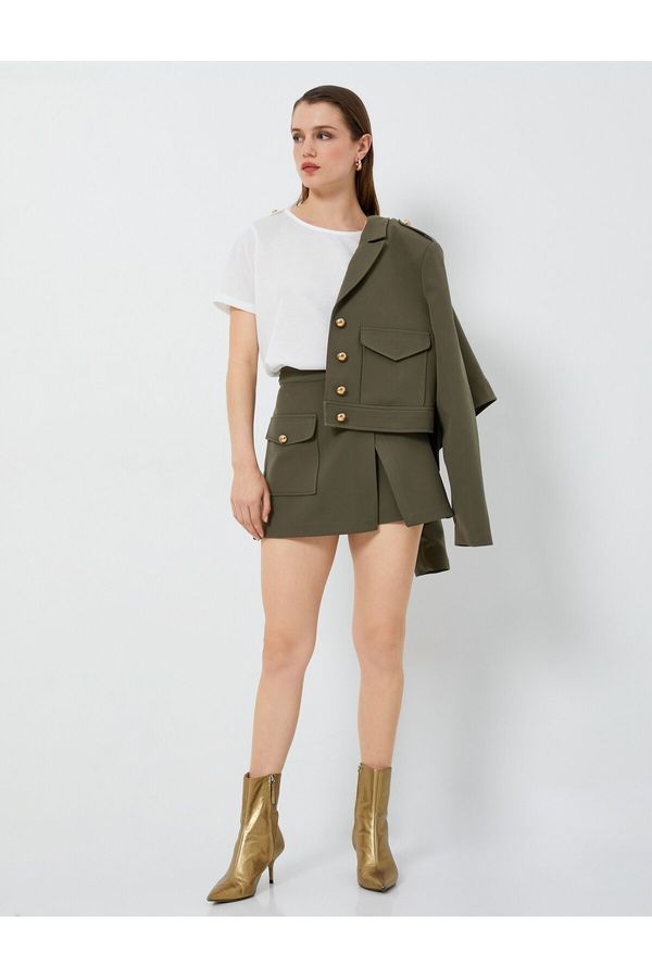 Koton Koton Short Sleeve T-Shirt Crew Neck Epaulette Detailed