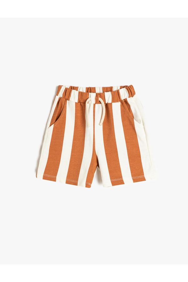 Koton Koton Shorts Striped Cotton Tie Waist Pocket