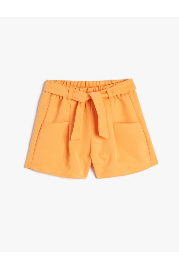 Koton Koton Shorts with Belt Detail, Pockets, Elastic Waist Modal Fabric