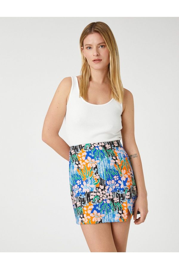 Koton Koton Side Slit Mini Skirt Slim Cut