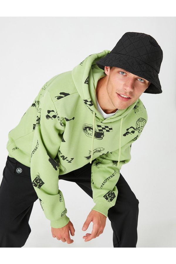 Koton Koton Skull Printed Sweatshirt Hooded