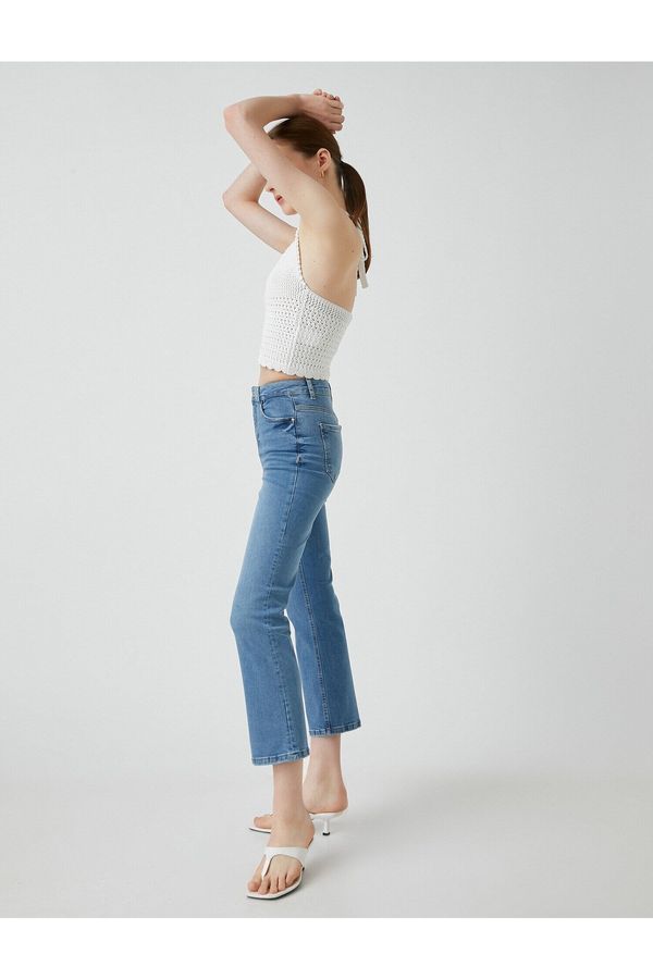 Koton Koton Slim Fit Normal Waist Flared Leg - Victoria Crop Jean