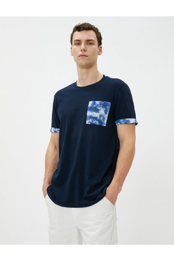 Koton Koton Slim Fit T-Shirt Crew Neck Pocket Detailed Abstract Print