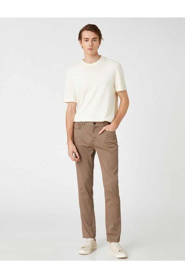 Koton Koton Slim Fit Trousers 5 Pockets Buttoned Textured