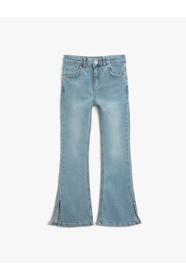 Koton Koton Slit Detail Flared Jeans - Flare Jeans with an Adjustable Elastic Waist.