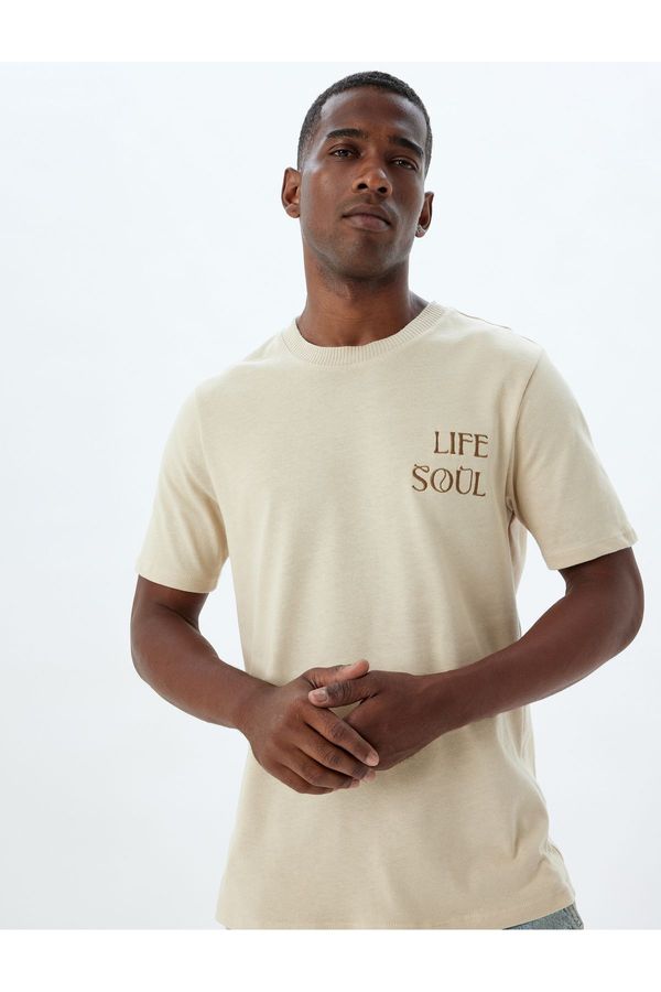 Koton Koton Slogan Printed T-Shirt Crew Neck Short Sleeve Cotton
