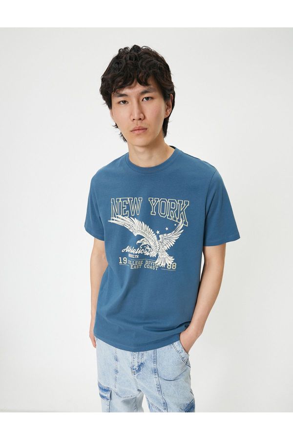 Koton Koton Slogan Printed T-Shirt Crew Neck Short Sleeve Cotton