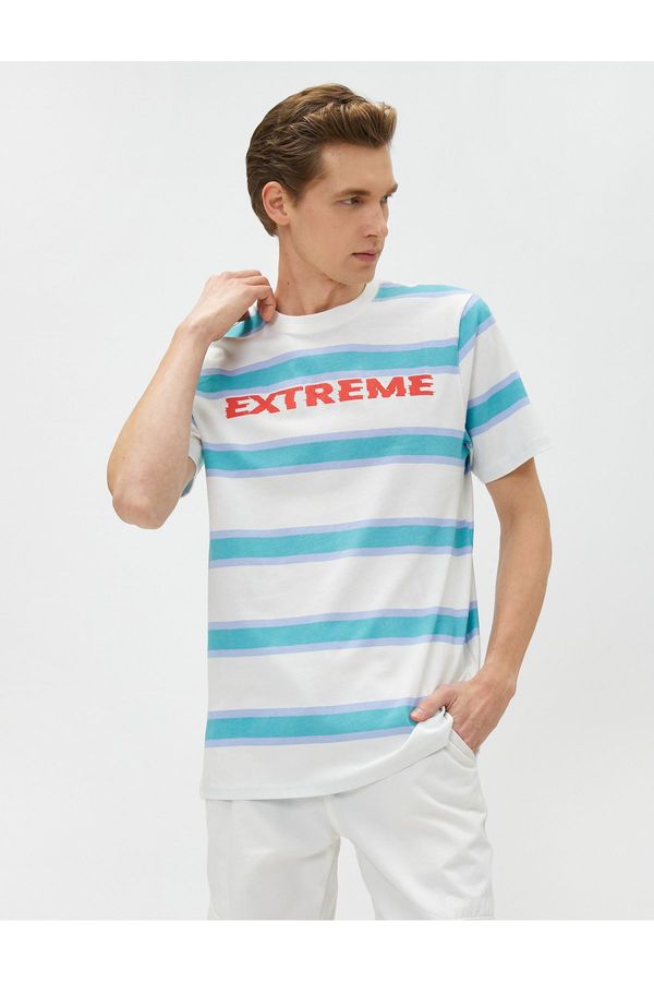 Koton Koton Slogan Printed T-Shirt Crew Neck Short Sleeve Cotton