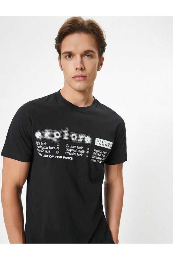 Koton Koton Slogan Printed T-Shirt Crew Neck Short Sleeve