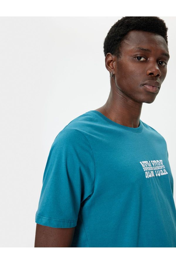 Koton Koton Slogan Printed T-Shirt Short Sleeve Crew Neck Cotton
