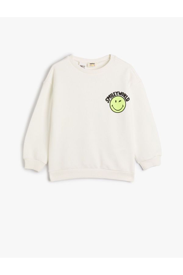 Koton Koton Smileyworld® Sweatshirt Licensed Raised Long Sleeve Crew Neck