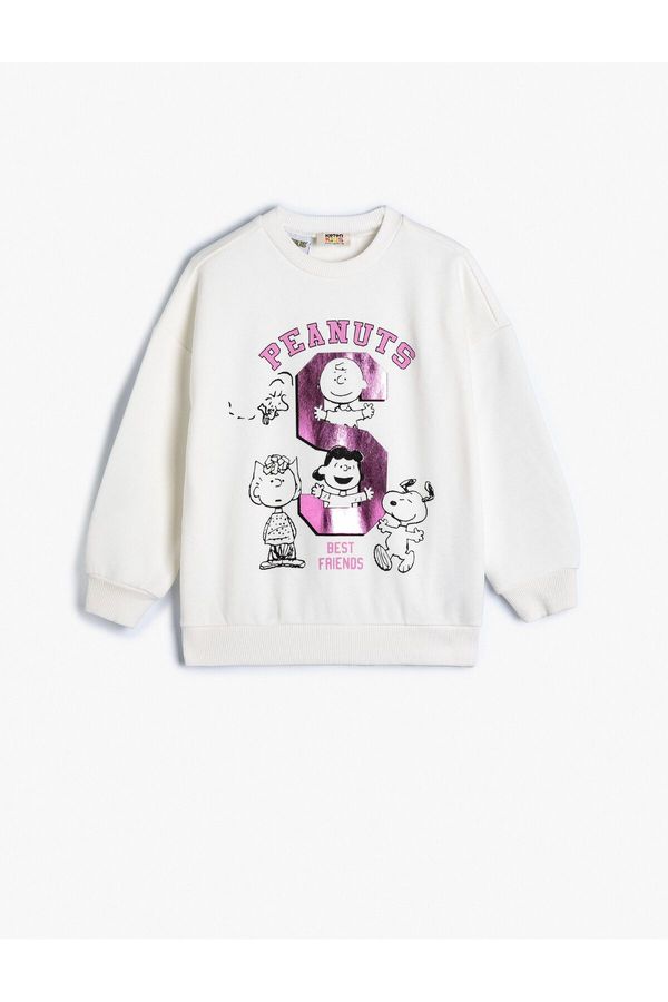 Koton Koton Snoopy Sweatshirt Licensed Long Sleeve Crew Neck Raised