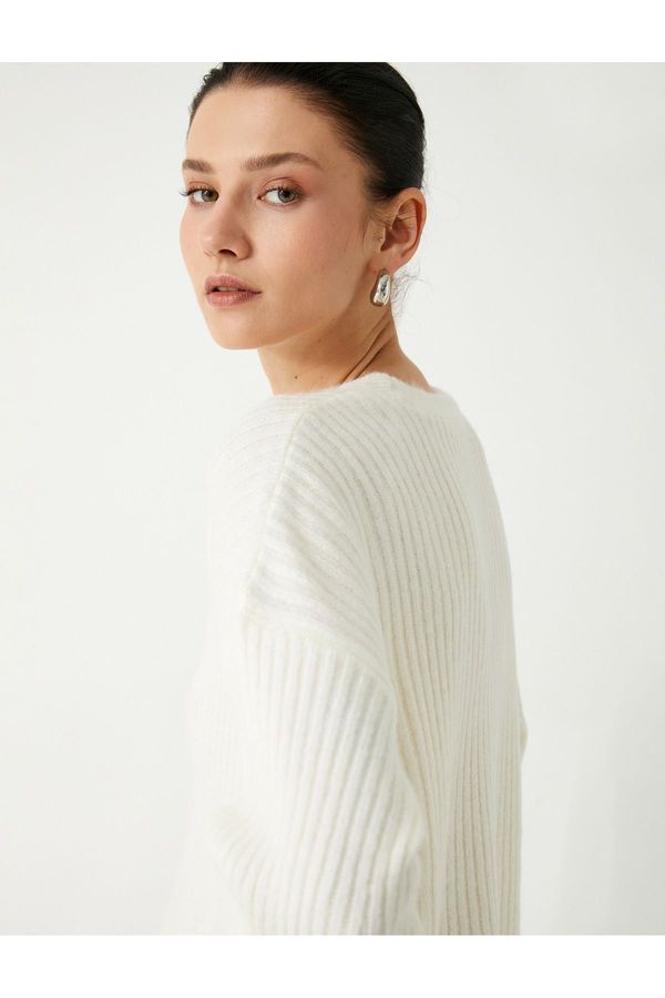 Koton Koton Soft Texture Long Sleeve Basic V Neck Oversize Knitwear Sweater