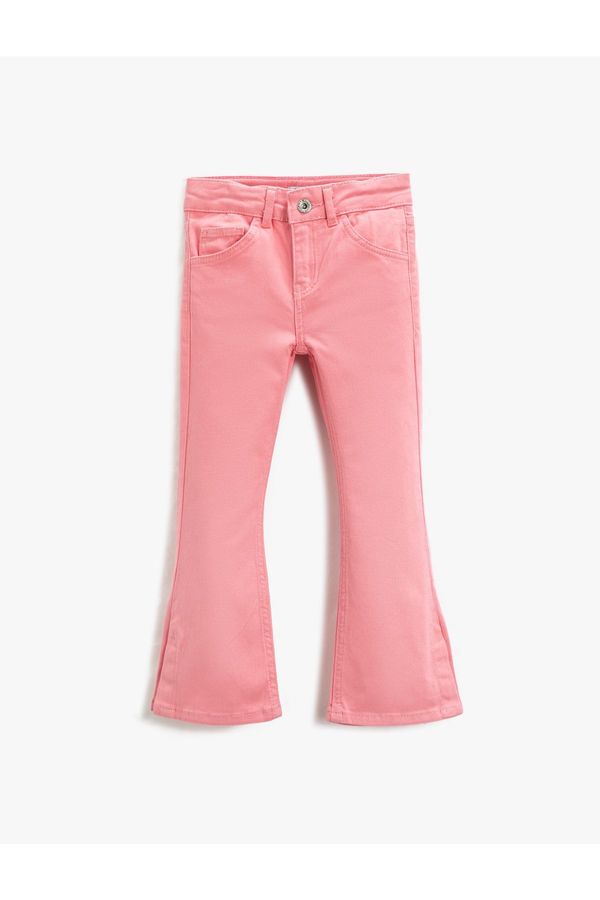 Koton Koton Spanish Leg Jeans with Pockets Cotton Slit Detail - Flare Jean with Adjustable Elastic Waist