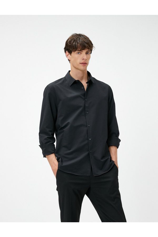 Koton Koton Sport Shirt Slim Fit Classic Collar Long Sleeve Non Iron