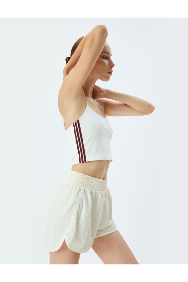 Koton Koton Sports Crop Tank Top with Rope Straps, Bike Neck, Slim Fit Interlock