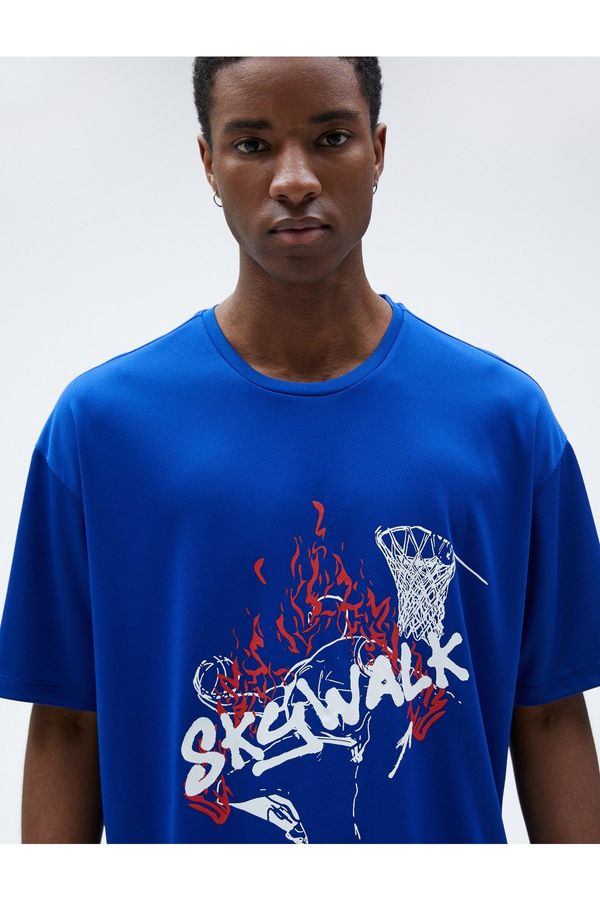 Koton Koton Sports Oversize T-Shirt Basketball Printed Short Sleeve