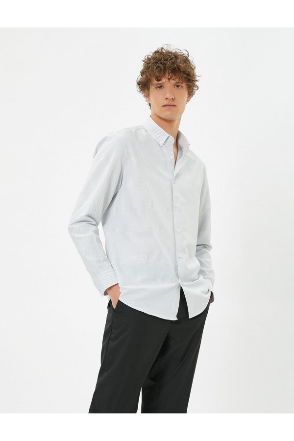 Koton Koton Sports Shirt Slim Fit Minimal Print Detailed Classic Collar Long Sleeve Non Iron