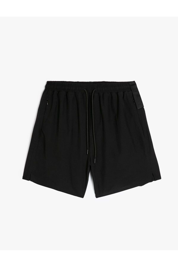 Koton Koton Sports Shorts with Lace Waist and Zipper Pocket Detail