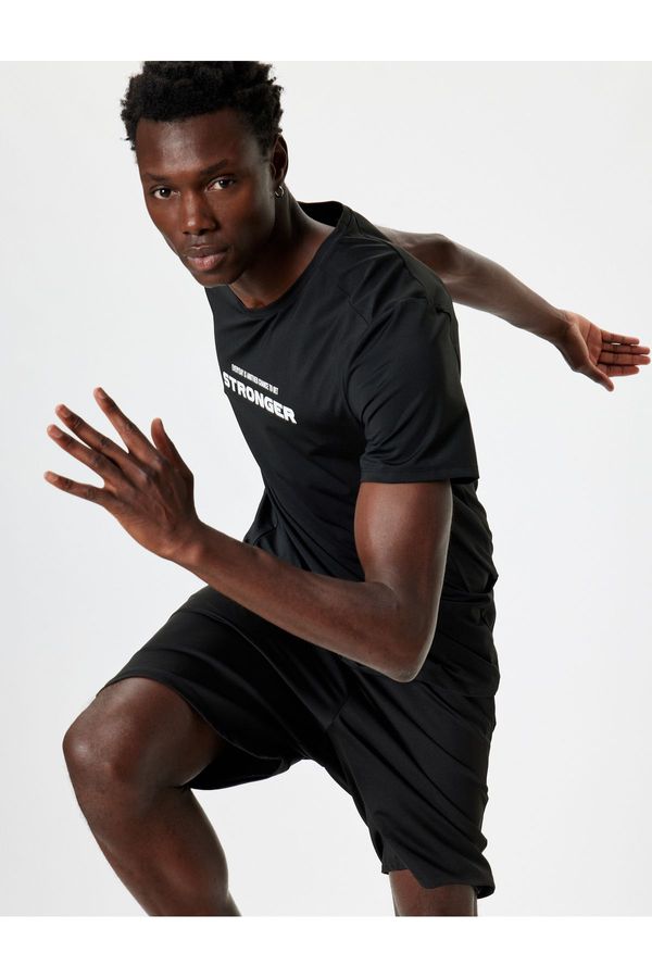 Koton Koton Sports T-Shirt Slogan Printed Crew Neck Short Sleeve