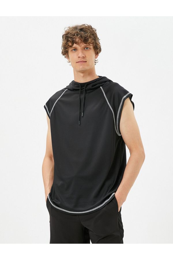 Koton Koton Sports Vest Hooded Stitch Detail Sleeveless