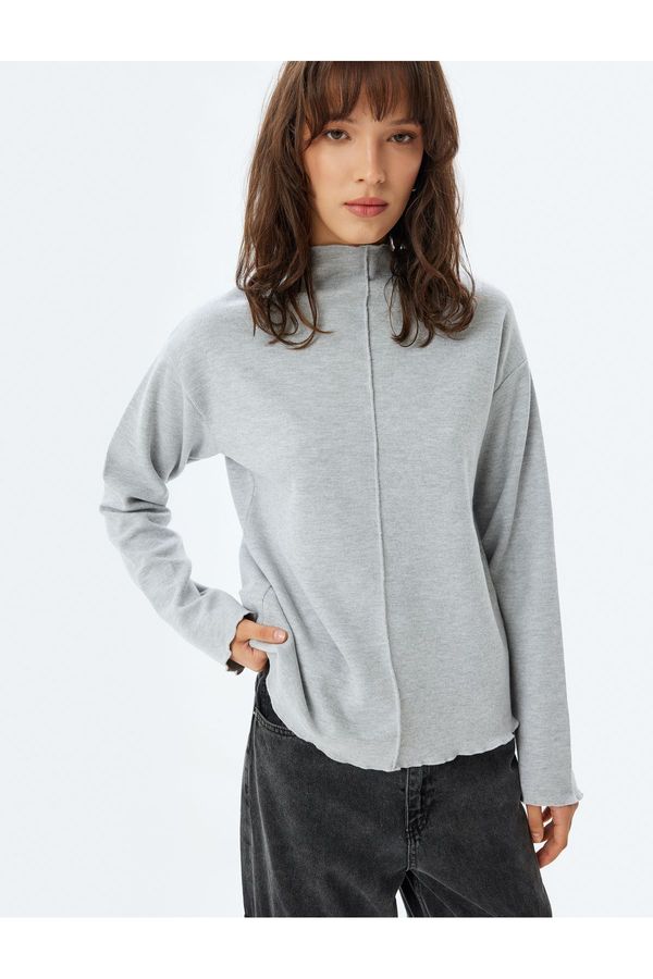 Koton Koton Stand Collar Sweater Long Sleeve Textured