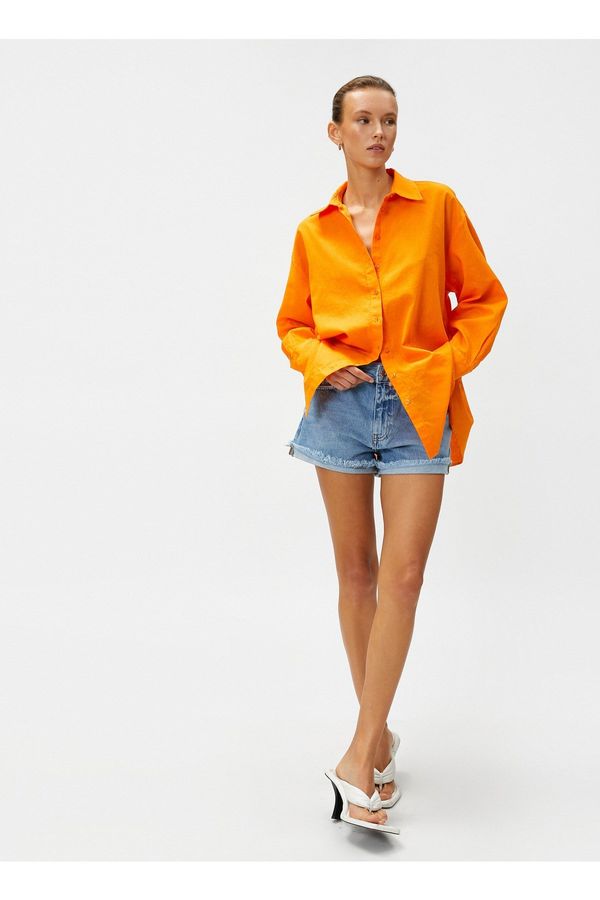 Koton Koton Standard Shirt Collar Orange Women's Shirts 3sak60019pw
