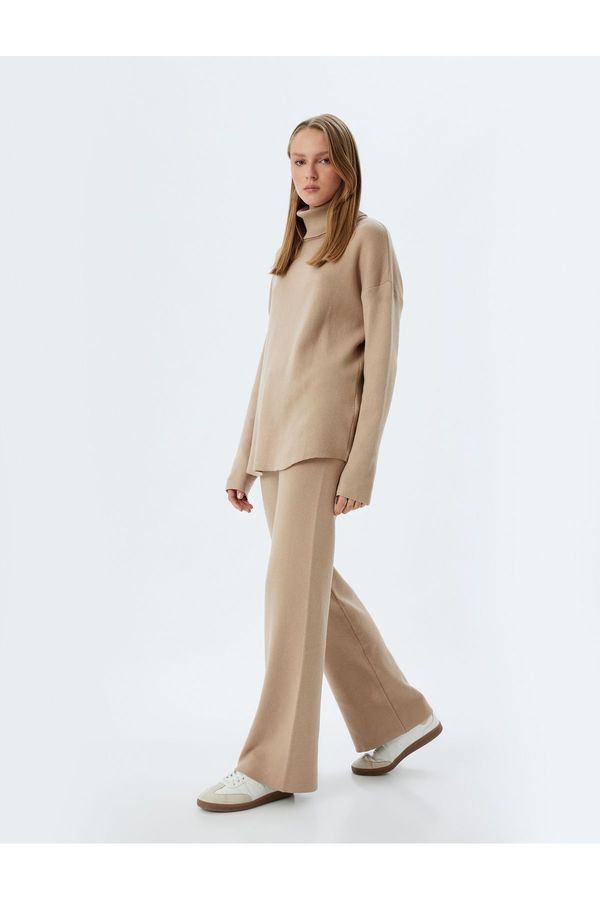 Koton Koton Standard Waist Straight Wide Leg Knitwear Trousers