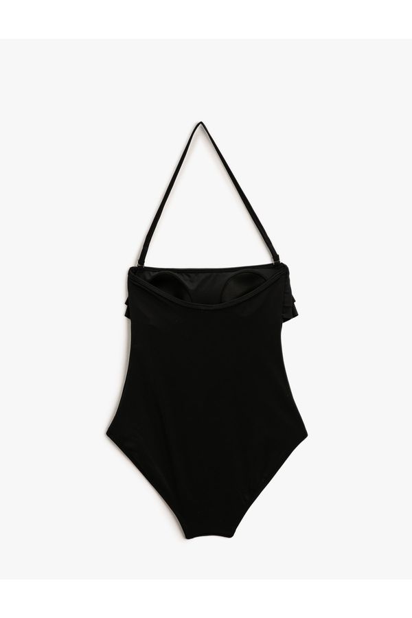 Koton Koton Strapless Swimwear with Halterneck Ruffle Front