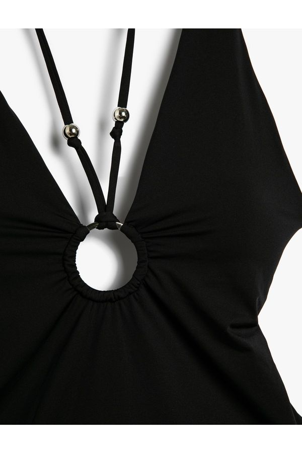 Koton Koton Strapless Swimwear with Window Detailed Bead Detail with Metal Accessories.