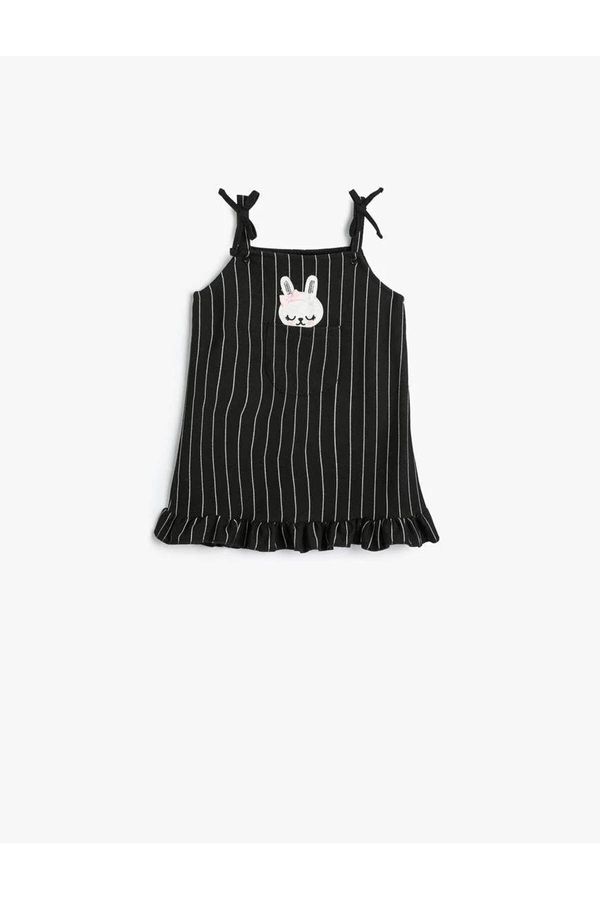 Koton Koton Strappy Dress with Rabbit Applique and Pocket Detail