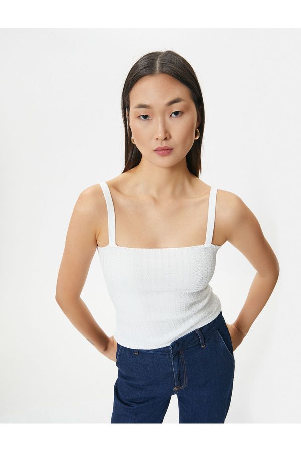 Koton Koton Strappy Undershirt Textured Square Neck