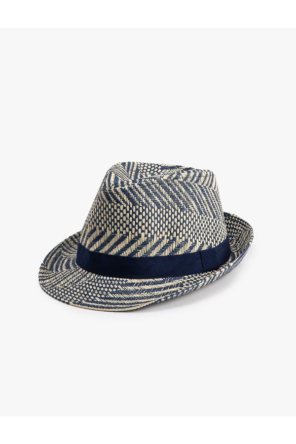 Koton Koton Straw Fedora Hat with Band Detail and Knitted Motif
