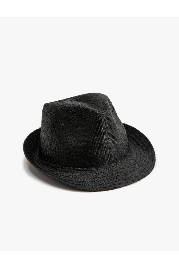 Koton Koton Straw Fedora Hat with Knitted Pattern