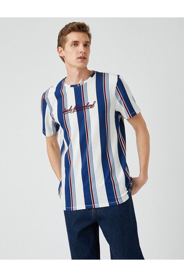 Koton Koton Striped Embroidered T-Shirt