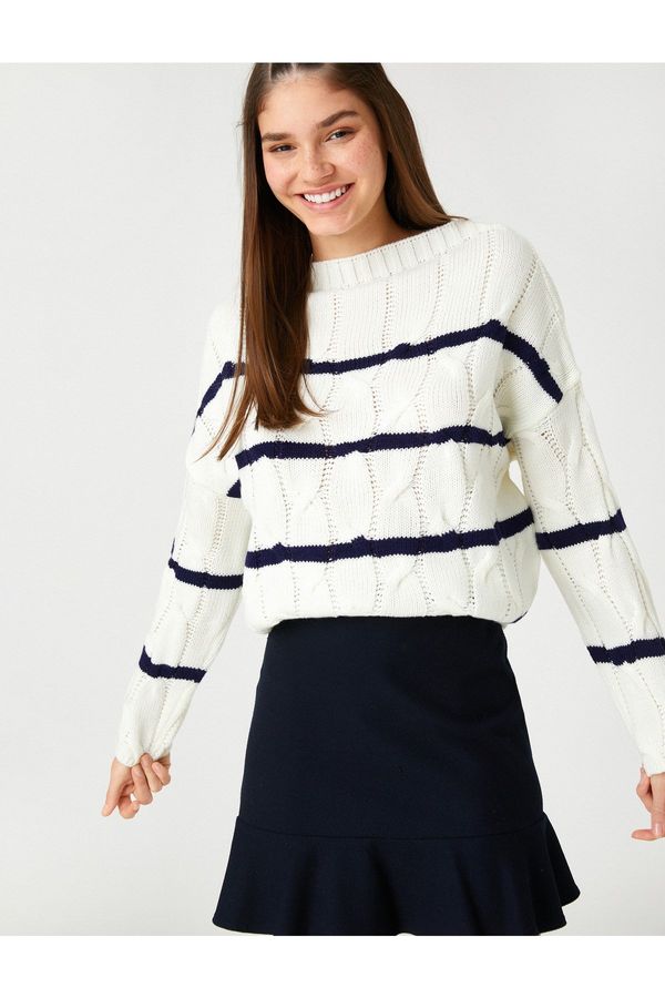 Koton Koton Striped Sweaters in Braid Pattern Long Sleeve