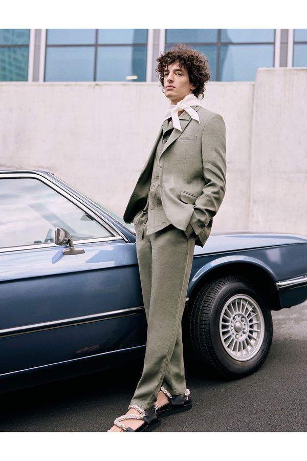 Koton Koton Summer Trousers Slim Fit Chino Buttoned Pocket Detail